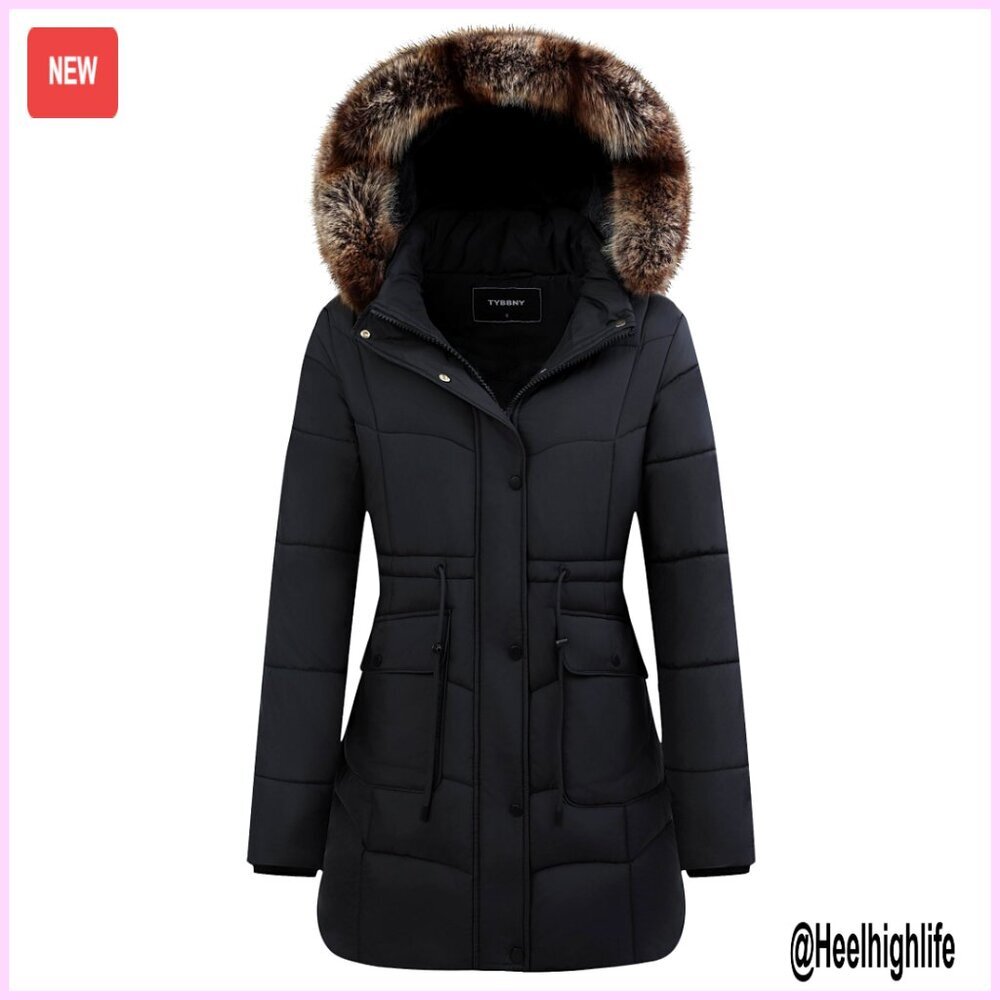 Women's Long Winter Puffer Coat Waterproof Down Alternative Parka with Hood
